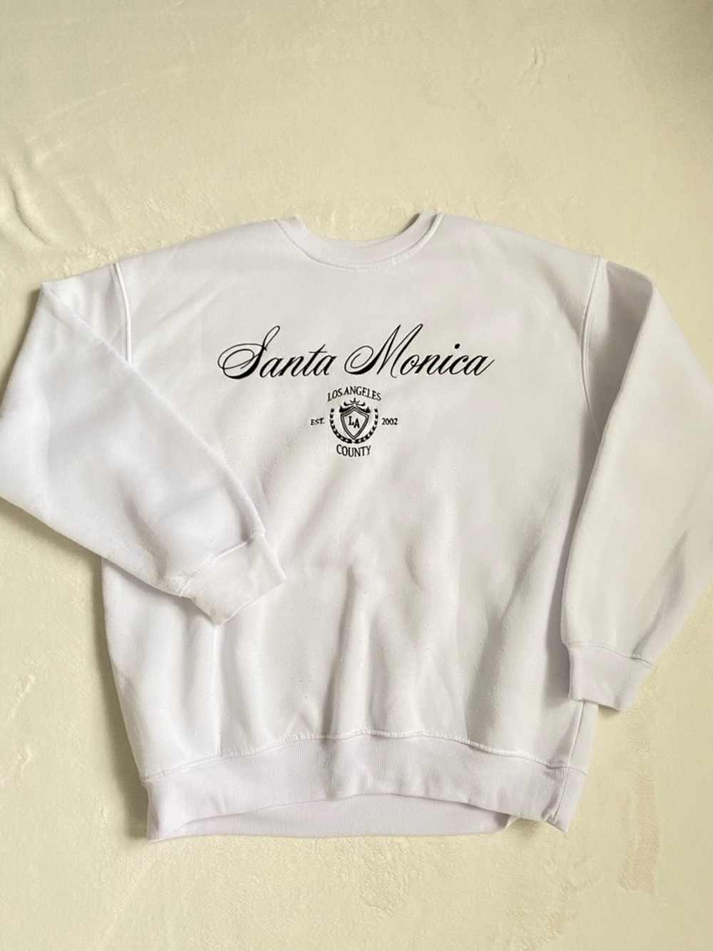 Santa Monica White Crewneck Sweatshirt - Women's Cozy Top